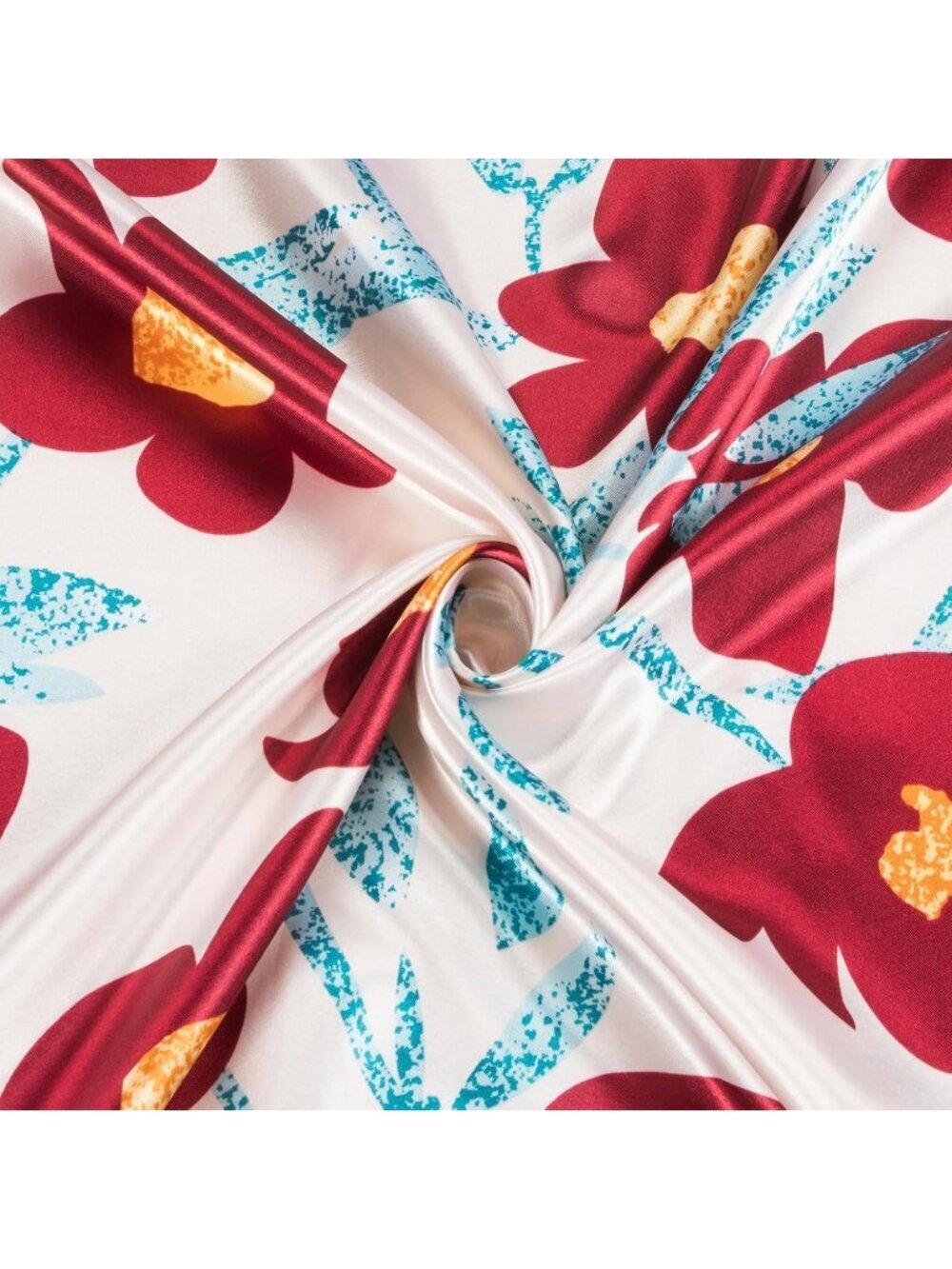 Women's Turquoise Red Printed Square Scarf Bandanas Hair Scarf 35 Inches - Picture 6 of 6